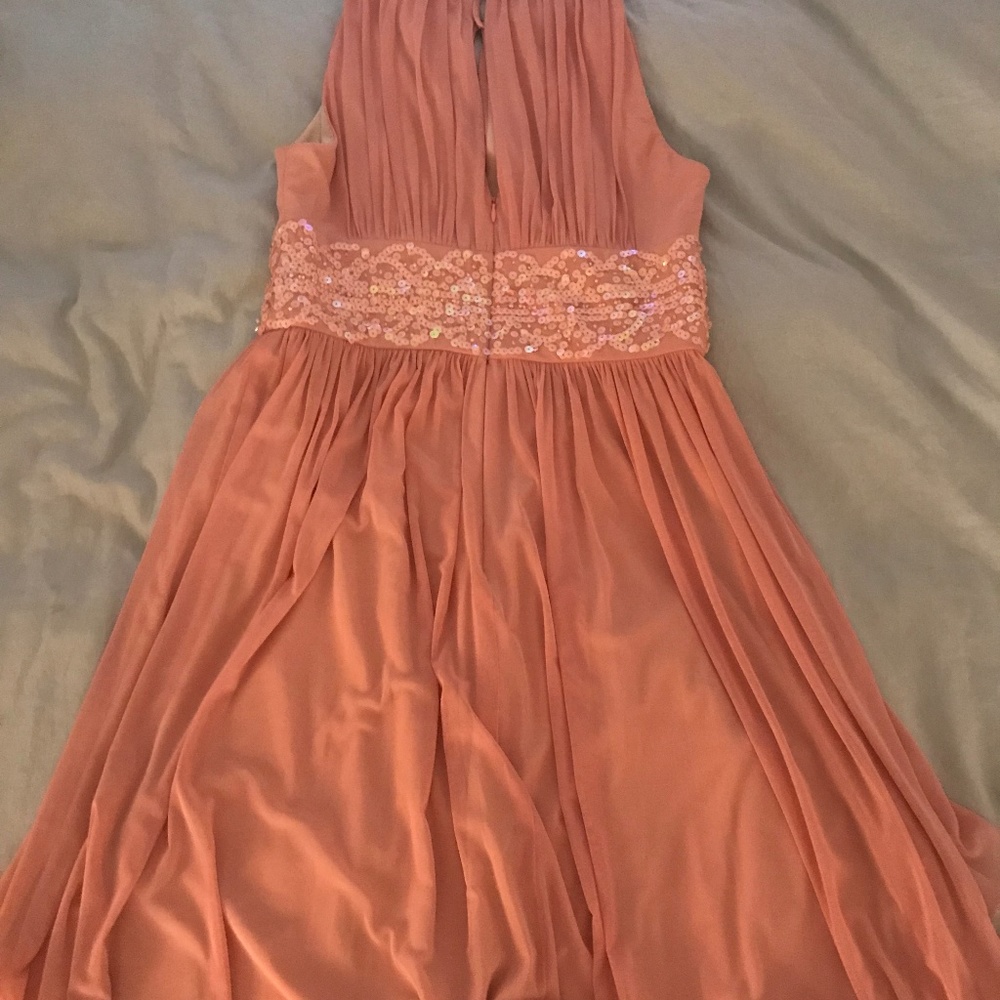 Pink Pleated Empire Waist Semi Formal Dress